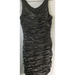 Cache Womens Silver‎ Beaded Mock Neck 12 Back Zip Formal Graduation Prom Wedding